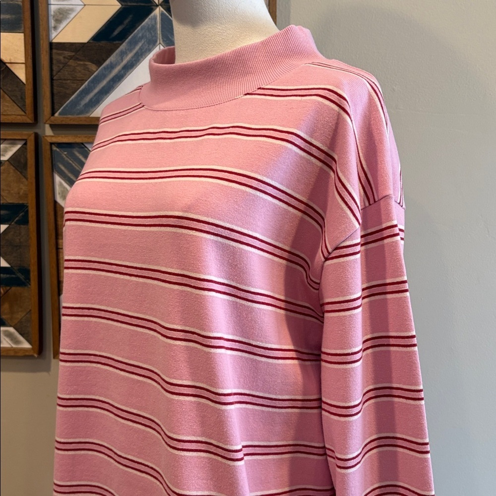 PARKE Valentine’s Day Striped Mockneck in Blush Pink size L/XL NEW - Picture 4 of 11